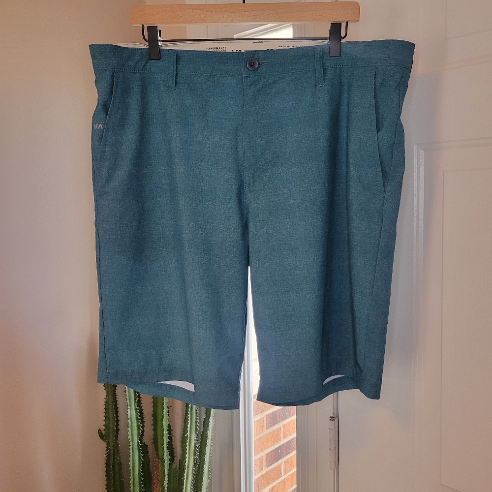 RVCA Performance Stretch Aqua Blue Golf Outdoor Shorts, Size Mens 38‎